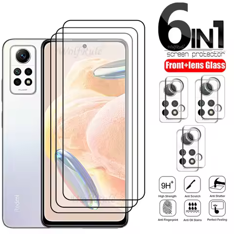 6-in-1 For Redmi Note 12 Pro Glass Redmi Note 12 Pro 4G Full Cover Glue Screen Protector Xiaomi Redm