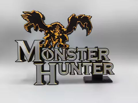 Monster Hunter Logo 3D Font, Standee, Nameplate, Logo, Ornament