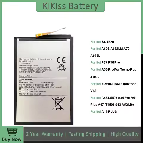 Battery For Itel BL-58HI A60S A662LM A70 A665L P37 P36 Pro A56 Pro For Tecno Pop 4 BC2 it-5606 A46 L
