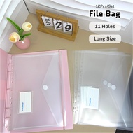 Long File Bag Clear Loose Leaf Bag File Pouch Set Suit 2/3/4/5 Rings Binder Document Paper Organizer