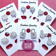 925 SILVER EARRINGS 925 SILVER STITCH EARRINGS WITH WHITE GOLD PLATED