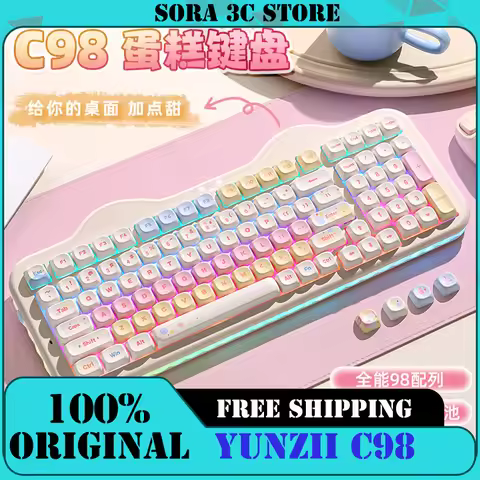 YUNZII C98 Wireless Mechanical Keyboard 99-Key Hot Swap Gasket Keyboard with Numpad Custom RGB Backl