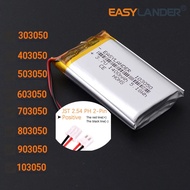 JST2.54 2P 3.7V 503050 800mAh 303050 403050 603050 703050 803050 903050 103050 Rechargeable Lipo Lit