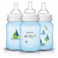 Philips Avent 9oz/260ml Classic + Design Blue Sail boat (1 bottle)