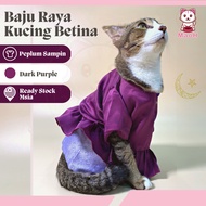 MaoH Baju Raya Kucing Betina (Dark Purple) Peplum 2024 Cat Clothes Melayu Sedondon Comel