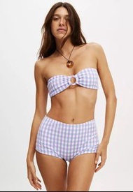 Bikini top 三點式泳衣上半身 紫色藍色格仔 cotton on金屬圈 有帶
