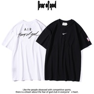 เสื้อยืด โอเวอร์ไซซ์ พิมพ์ลาย Fear Of God × NBA Air Jordan สไตล์ฮาราจูกุ สําหรับผู้หญิง