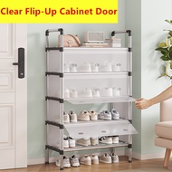 7-Tier Multipurpose Shoe Rack Rak Kasut Serbaguna with Transparent Flip Door, Adjustable Shelf & Stu