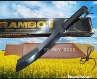 มีด อุปกรณ์เดินป่า มีดแรมโบ้ 4) RAMBO lV ดำลาย ยาว (56cm) พร้อมชองหนังน้ำตาล มีดอเนกประสงค์ เหมาะกับการเดินป่า แคมปิ้ง สีนค้าพร้อมส่ง