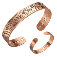 Viking Talisman Health Bracelets 99.99% Copper Luck Knot Runes Trinity Magnetic Cuff Bangles Women M