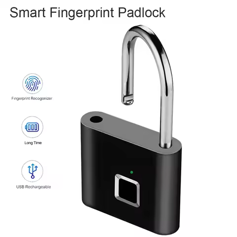 Fingerprint Lock Keyless USB Charging Smart Padlock Anti-theft Zinc Waterproof Door Lock 0.2sec Unlo