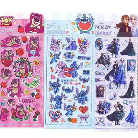 Disney Lotso&stitch&Elsa 3D Crystal Stickers Creative Student Reward Diamond Sticker Pen holder diar