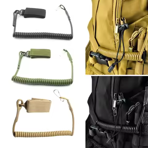 Molle Airsoft coil handgun spring sling Anti-lost hunt elastic belt rope strap backpack bag tool lan
