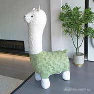 Extra Large Eco-Friendly Alpaca Seat with Wheels Animal Stool Creative Handmade Ornament Shoe Changi