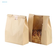 ankaina Clear Window Bread Bags Pe Transparent Film Bread Bags 50pcs Food-grade Kraft Paper Bread Bags with Window for Bakery Packaging Durable Toast Bag for Fresh Bread Storage