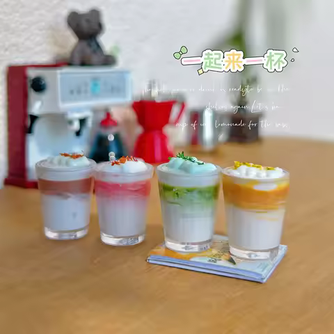 1/12 Dollhouse Miniature Food Play Scene Decoration Mini Coffee Latte Juice Drink Miniature Figurine