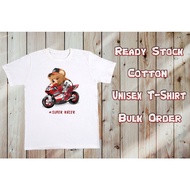 Cartoon Printing Casual Short Sleeve T-Shirt *Cotton* BR066 "Cute Bear Series" Adult & Kids *Unisex*