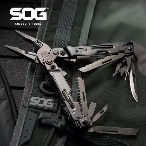 SOG PowerAccess Deluxe 21 in 1 Professional Multitool Pliers w/ Sheath, Knife, Portable EDC Tools Ki