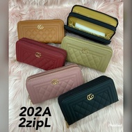 Women's wallet long purse woman bifold dompet panjang duit perempuan clutch beg wanita 2ZIP WALLET R