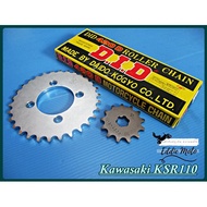 (13T) FRONT & (30T) REAR SPROCKET DRIVE CHAIN (420D-114RB) For KAWASAKI KSR110 // 13 30