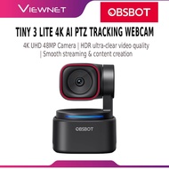 OBSBOT Tiny 3 Lite 4K AI PTZ Tracking Webcam 48MP HDR Auto Focus Gesture Voice Control 120FPS USB We