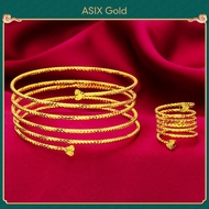 ASIX GOLD Korean Fashion Women's Gold 916 Multi Layer Bracelet Ring Set Emas Wanita Fesyen Korea 916 Set Cincin Gelang Pelbagai Lapisan 女士多圈金手链戒指套装