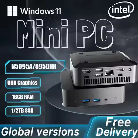 Intel Core N5095A/i9- 8950HK Gaming Mini PC Windows 11 Pro 16GB DDR4 1TB 2TB M.2 SSD UHD Graphics 10