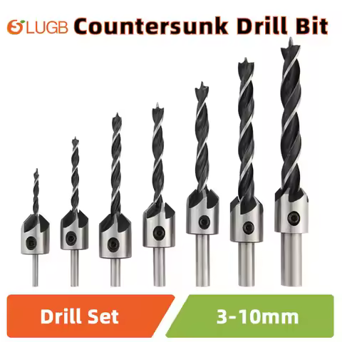 SLUGB 3mm-10mm HSS Countersunk Drill Bit Set Reamer Woodworking Chamfer Drill Counterbore Pliot Hole