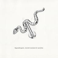 Nora Ana Tesxtured Serpent Threaded Stud Flatback Earring Titanium ASTM-F136 Surgical Implant Grade