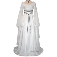 Phụ nữ Phong cách cổ điển Phong cách thời trung cổ Maxi Dress ren Up Gothic Cenquerade Dress Mid eo