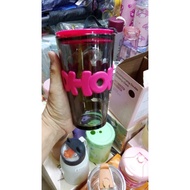 Souvenir Tumbler Glass Drinking Straw Hoho Tall Black Pink
