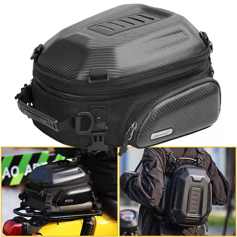 Motorcycle Back Seat Bag Waterproof Motorbike Tail Bag 12L-18L Expandable Hardshell Moto Trunk Trave
