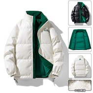 Winter Stand-Up Collar Leather Down Jacket Men's Street Wear White Duck Down Thickened Warm Bread Jacket Couple Jacket