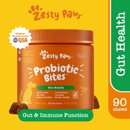Zesty Paws Probiotic Bites for Dogs Pumpkin Flavor – Supports Gut Health and Immune Function