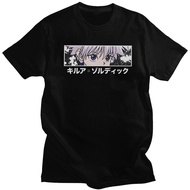 Funny Men Tshirt HXH Killua Zoldyck T Shirt Short Sleeves Pure Cotton Anime Manga Tee Round Neck Lei