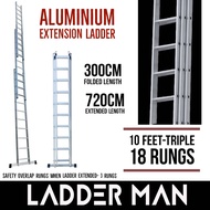 10 Feet 30 Steps Triple Extension Telescopic Ladder Heavy Duty Foldable Aluminium Ladder 3 Section 3