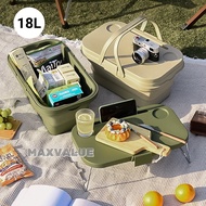 Maxvaluesg® Outdoor Folding Storage Box Portable Outdoor Camping Picnic With Table 18L