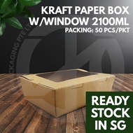 Kraft Paper Window Box 2100W (50pcs/200pcs) / Brown Paper Lunch Box / Takeaway Box / Kraft Food Box / Craft/ Ecofriendly