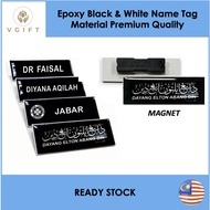 [Min 2 PCS] Name Tag Epoxy PIN & MAGNET Penjawat Awam Pengawai Tag Nama Sekolah Cikgu Kakitangan Ker