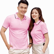 Polo men's and women's POLO shirt with beautiful collar, soft, elastic fabric, super cool pink