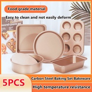 5-Piece Carbon Steel Baking Set Baking Pan Mold - Pizza Baking Pan Square Baking Pan