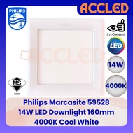 Philips 59528 Marcasite 14W LED Downlight / 4000K Cool White / 160mm / 6" / Square / Slim Design