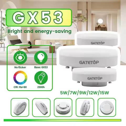2PCS Hight Lumen GX53 BULB Spot Light LED AC85-265V 100lm/W 120degree Hight Power Day Light Source W