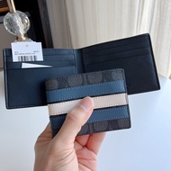 👑ของแท้ 100%👑  กระเป๋าสตางค์ชาย  Slim Billfold Wallet With Varsity Stripe Coach 3004