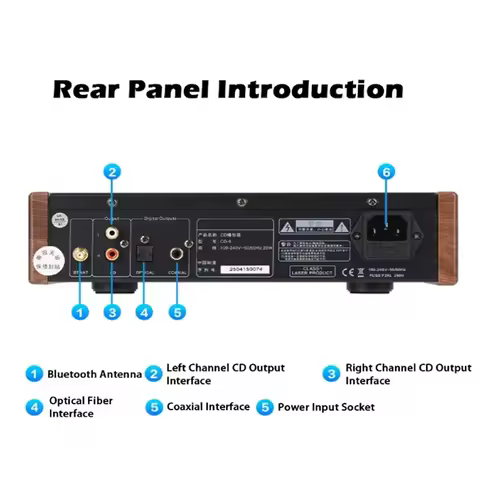 CD-6 HiFi CD Player Bluetooth 5.0/USB3.0 Lossless Decoding Audio System Digital CD Turntable with In