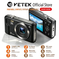 VETEK S95 Digital Camera 72MP Cameras for Photography 5K  Pocket Camera
