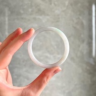 天然翡翠 緬甸 A玉 玉鐲 • 白底青幼條圓鐲D