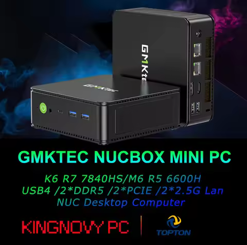 GMKtec Nucbox Mini PC Gamer K6 M6 AMD Ryzen 7 7840HS R5 6600H USB4 2*DDR5 2*PCIE 2*2.5G NUC Desktop 