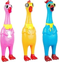 Expressions 3pc Silly Screaming Chicken Set - Tactile Squeaky Chicken Squeeze Toy for Fun and Entert