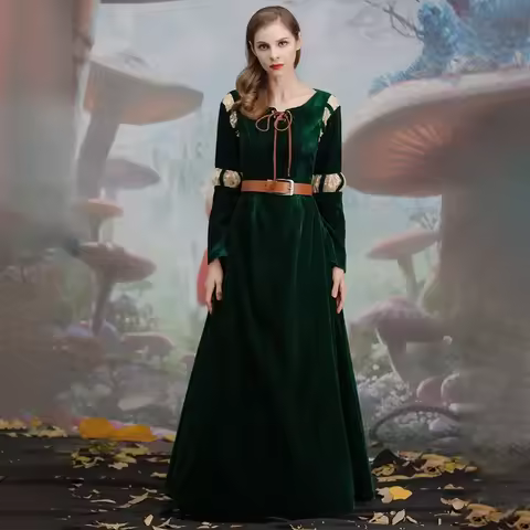 2026 Brave cartoon movie character cosplay costume, Princess Merida court dress Halloween stage play